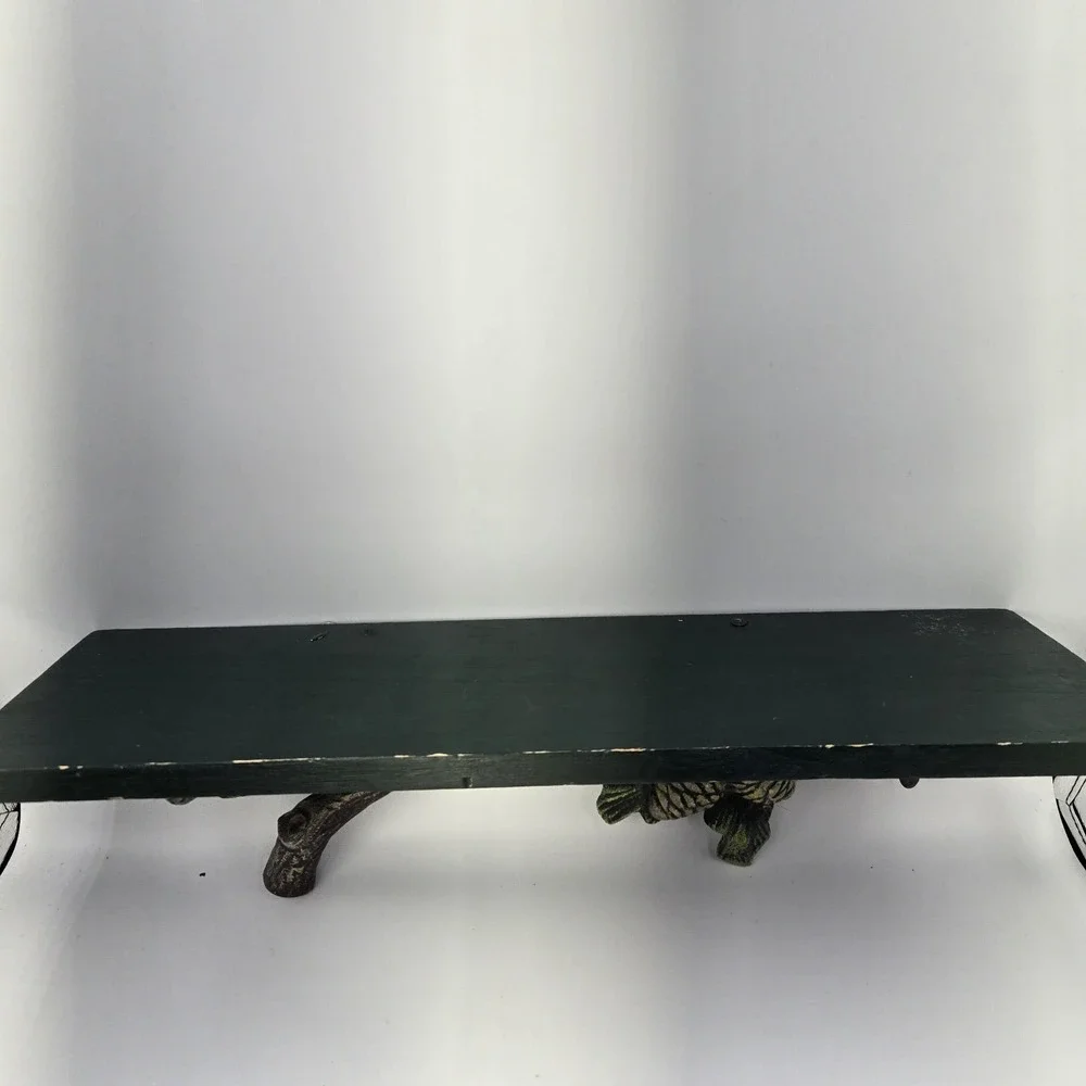 VTG Cast Iron Pinecone Shelf Wall Floating Bracket Leaves Vines‎ Painted Trinket
